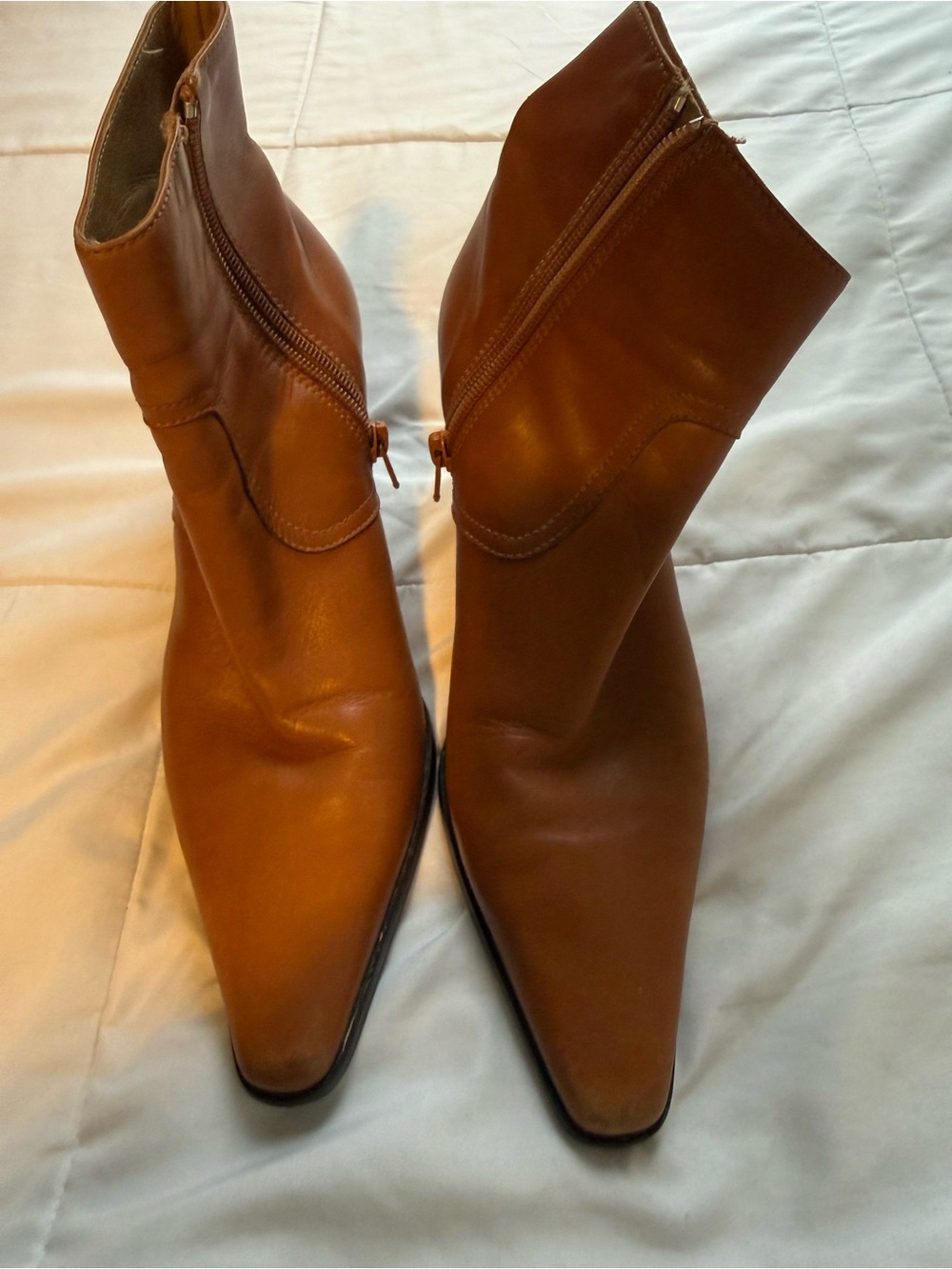 Coach Kitten Heel booties Camel leather pointed toe